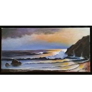 Beach picture painting gift Shore Escape original